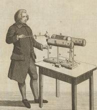 Image of Nairne with one of his instruments